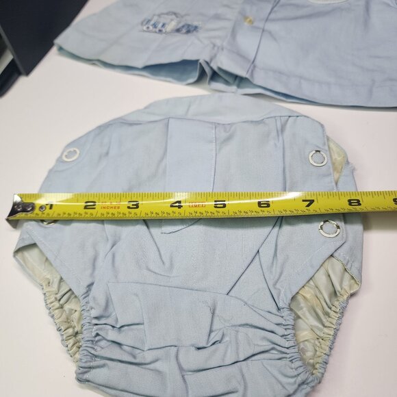 Vintage Tiny Totes Original Blue Train Shirt with Matching Bottom Set - Picture 7 of 10